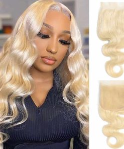 Cierre de Encaje Ondulado Cuerpo Rubia 613 4x4 Invisible HD