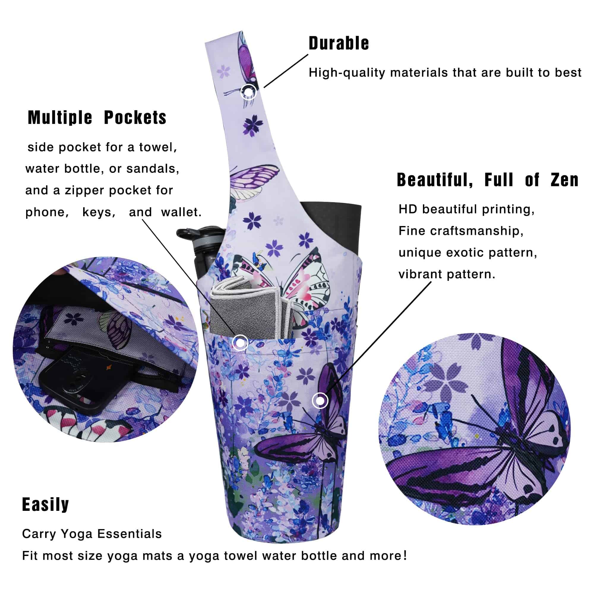 Bolsa de Mat de Yoga - Tote Largo con Bolsillos - Almacena - Imagen 3