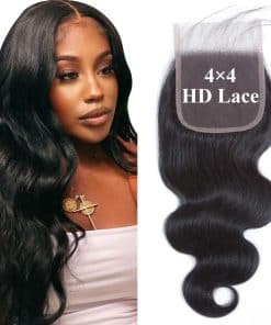 Cierre de Encaje 4x4 Onda Corporal Pelo -Negro Natural