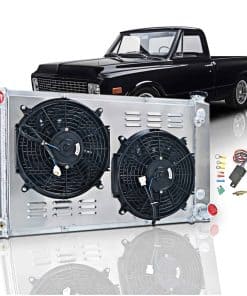 Radiador de aluminio de 3 filas con ventilador para Chevy
