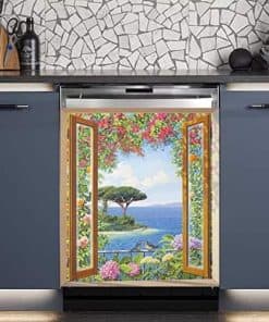 Calcomanía de tablero de lavavajillas de cocina país flores