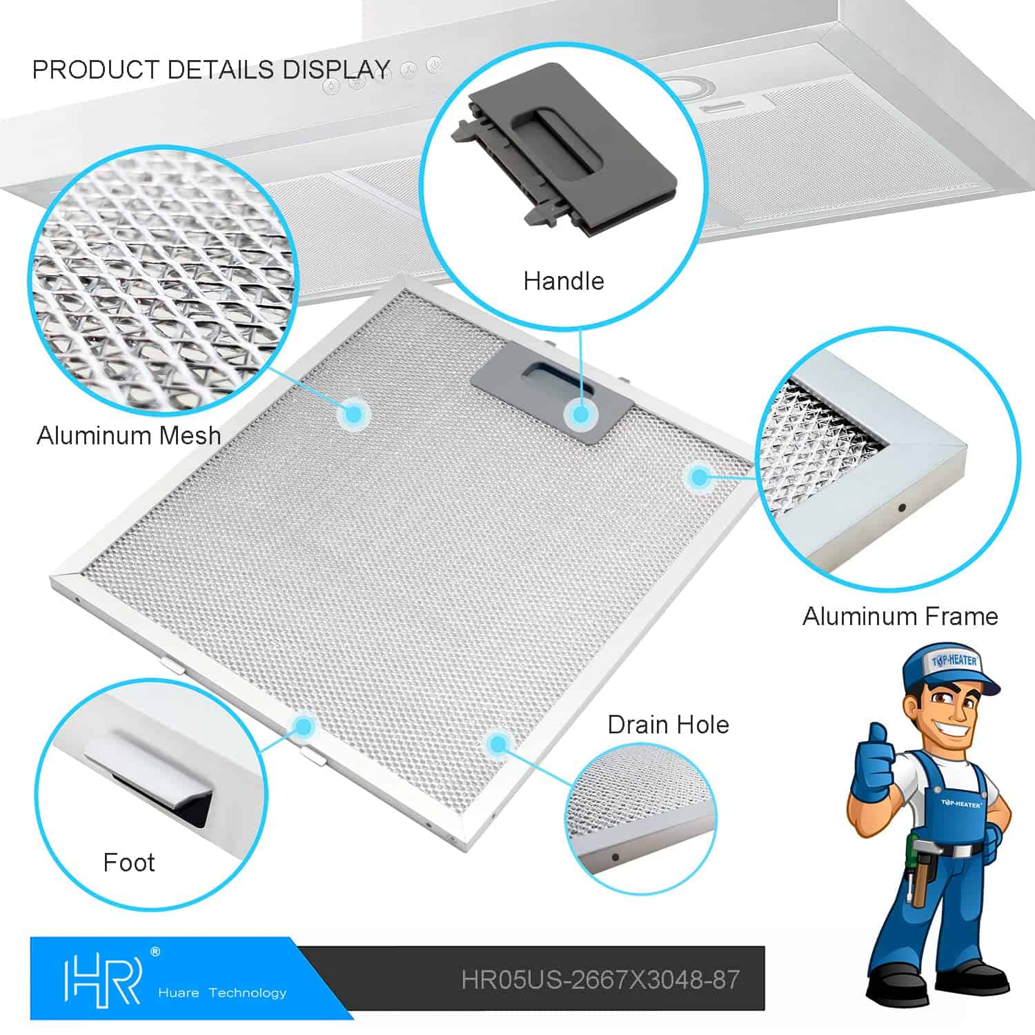 Filtro de campana de cocina de repuesto W10169961A, - Imagen 8