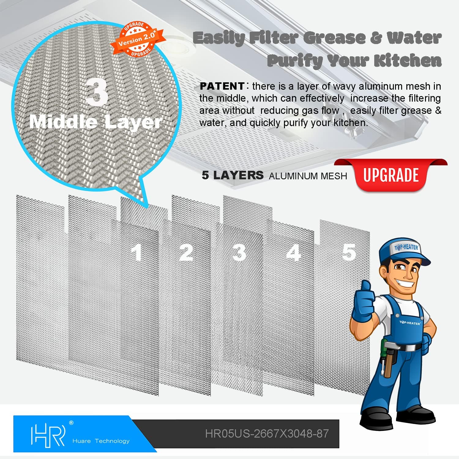 Filtro de campana de cocina de repuesto W10169961A, - Imagen 7