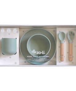 Set de vajilla de silicona para niños ZoLi NOSH - Verde