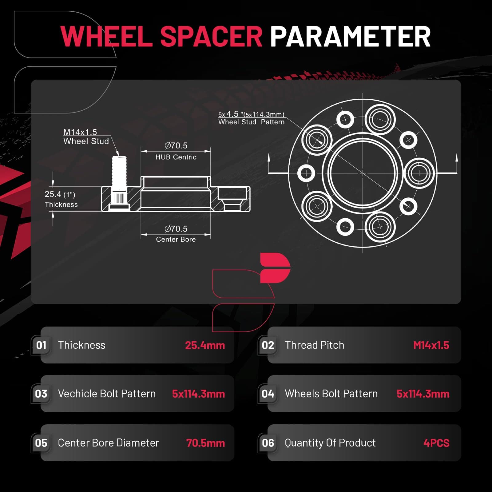 BDFHYK Separadores de Rueda 5x4.5 Compatible con Mustang - Imagen 4