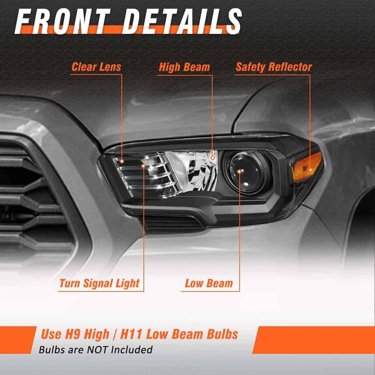 Conjunto de Faros AXLAHA para Tacoma 2016-2022 Caja Negra - Imagen 4