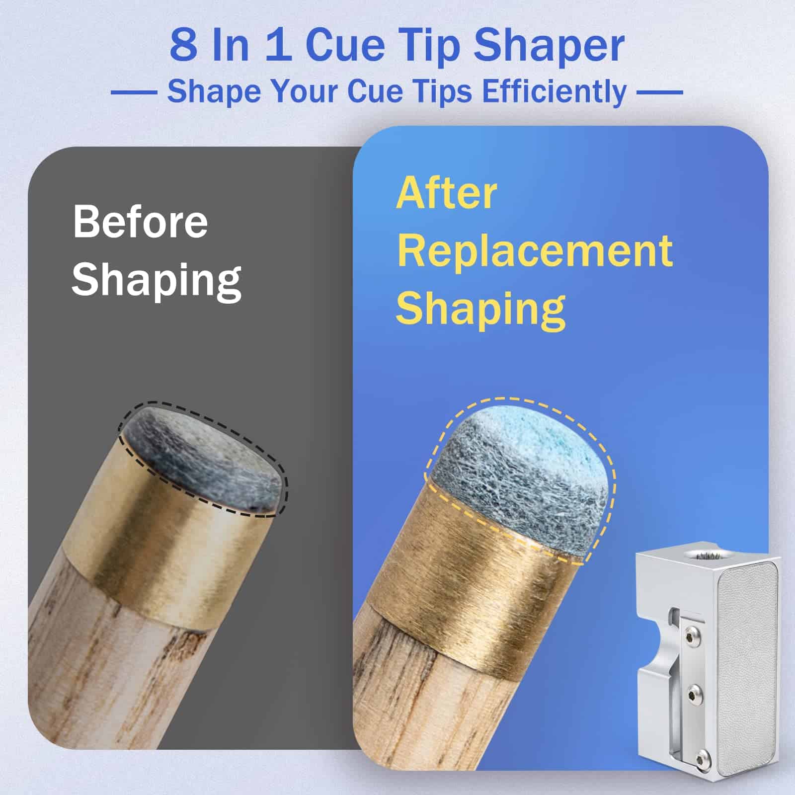 Adhafera Cue Tip Shaper, Actualizado 8 en 1 Afeitador de - Imagen 3