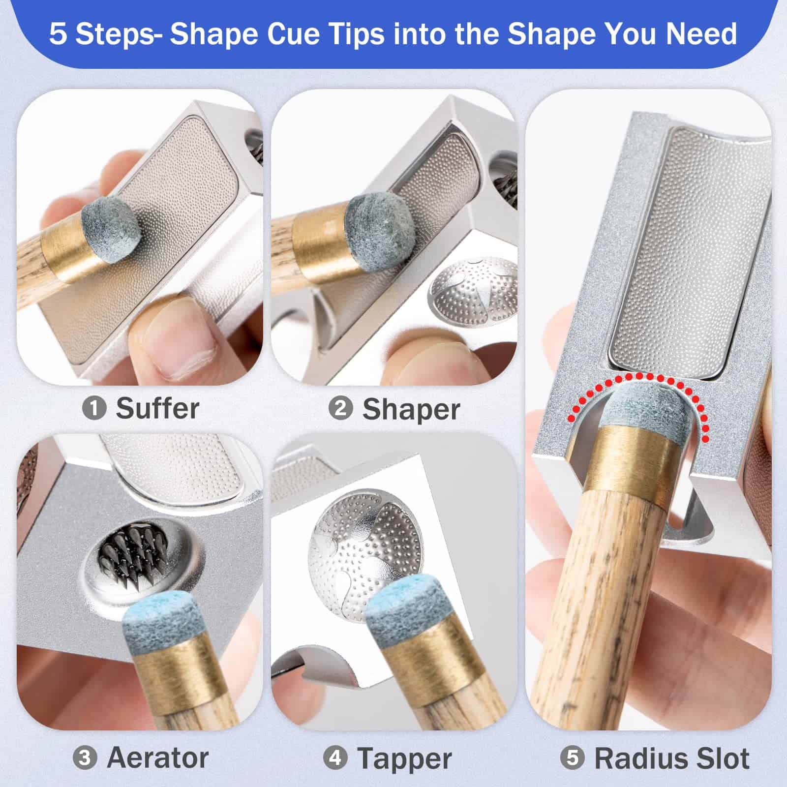 Adhafera Cue Tip Shaper, Actualizado 8 en 1 Afeitador de - Imagen 5