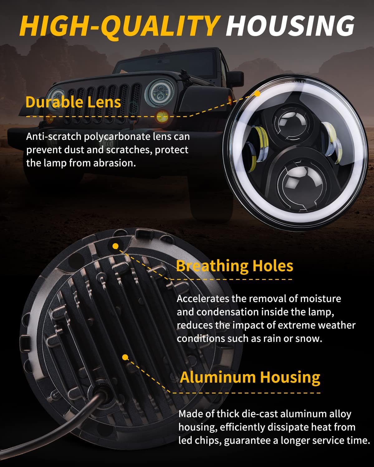 Faros LED Halo de 7 Pulgadas de Alto/Bajo Haz con Señal de - Imagen 6