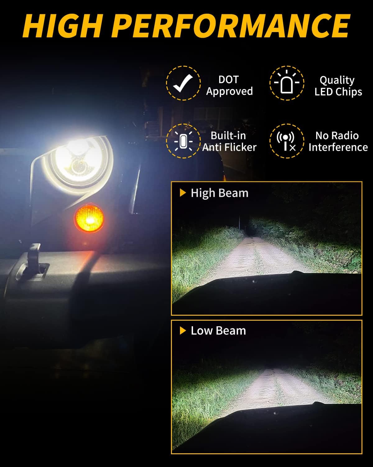 Faros LED Halo de 7 Pulgadas de Alto/Bajo Haz con Señal de - Imagen 4