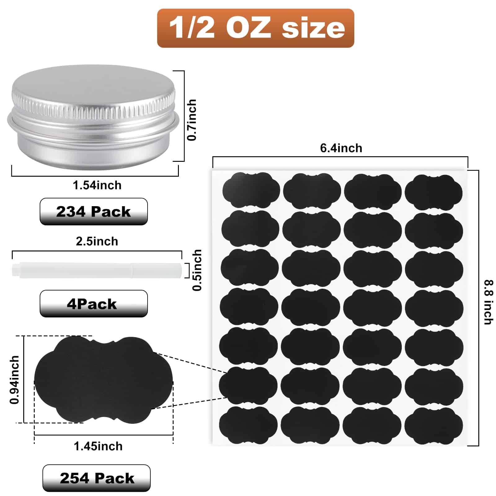 Paquete de 234 latas redondas con tapa roscada de 1/2 OZ de - Imagen 3