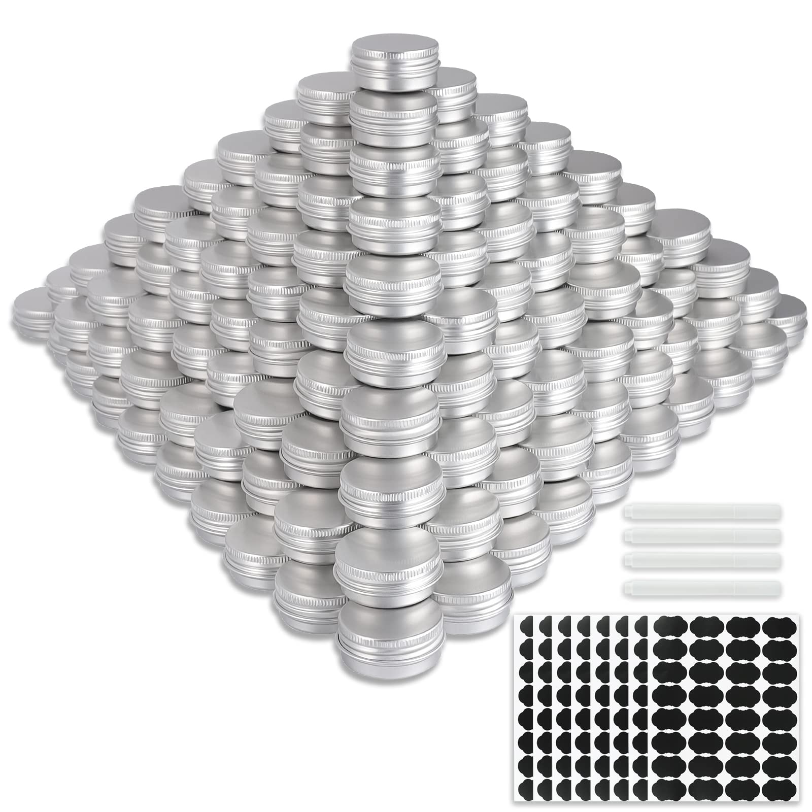 Paquete de 234 latas redondas con tapa roscada de 1/2 OZ de