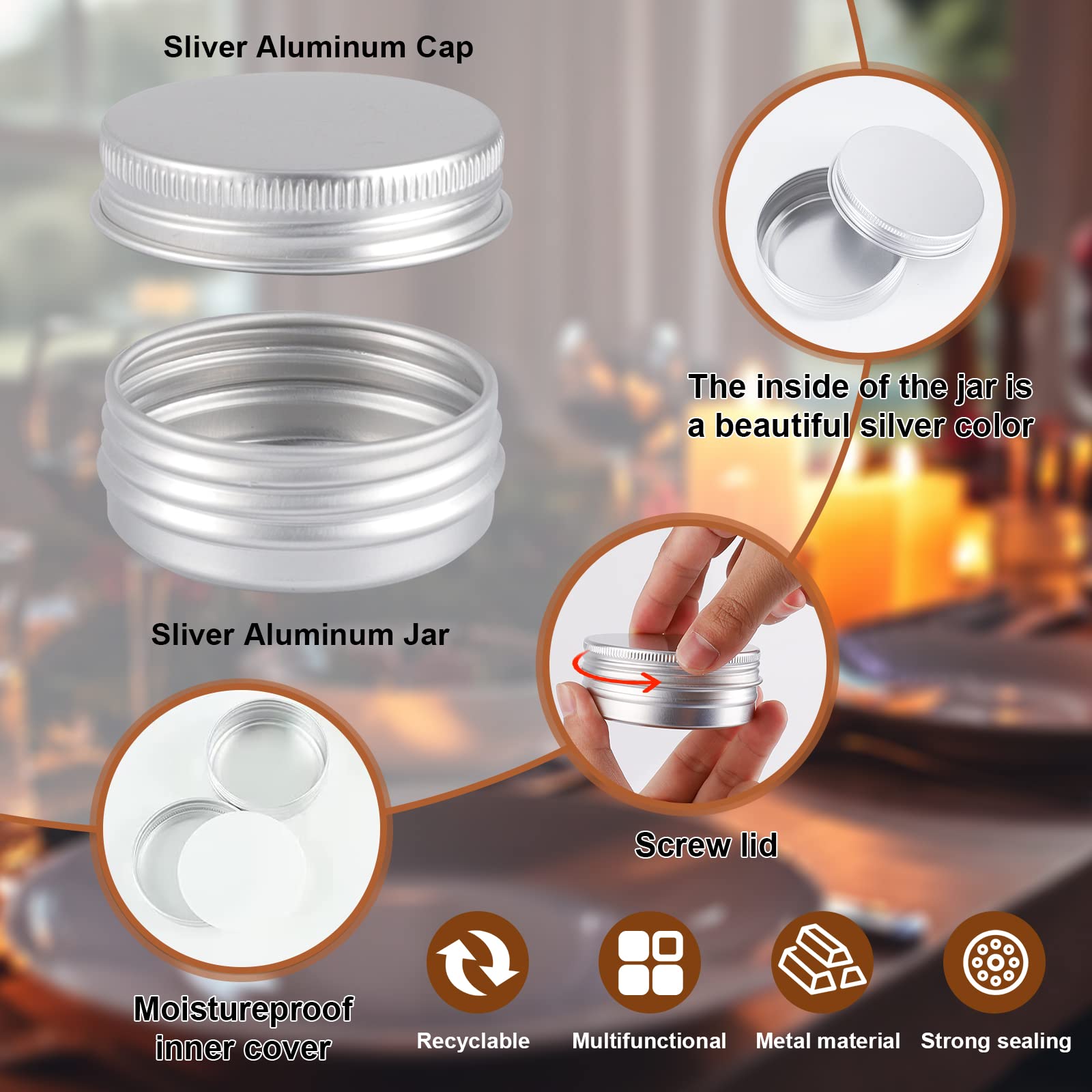 Paquete de 234 latas redondas con tapa roscada de 1/2 OZ de - Imagen 5