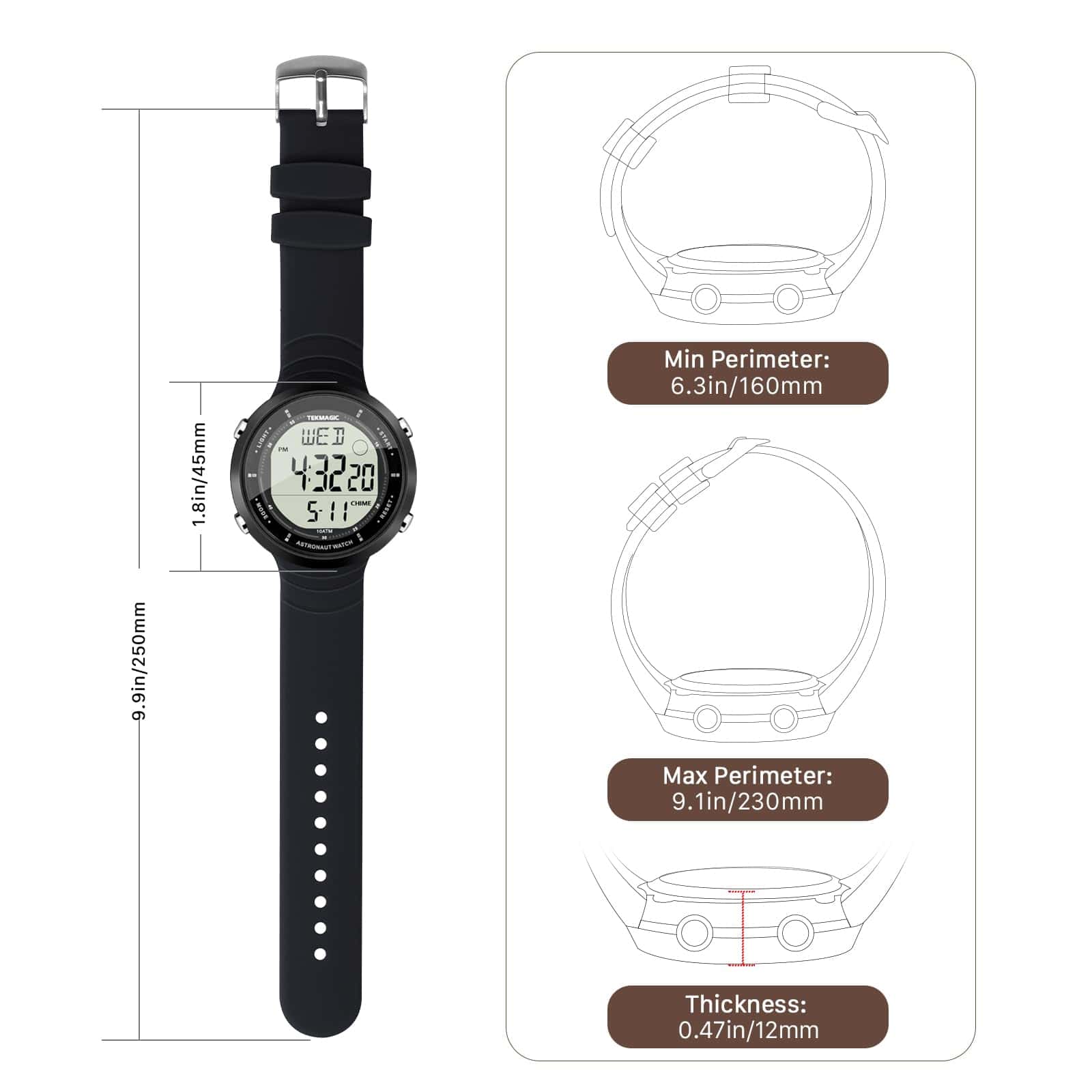 Reloj Deportivo para Nadar y Bucear 10 ATM Resistente al - Imagen 7