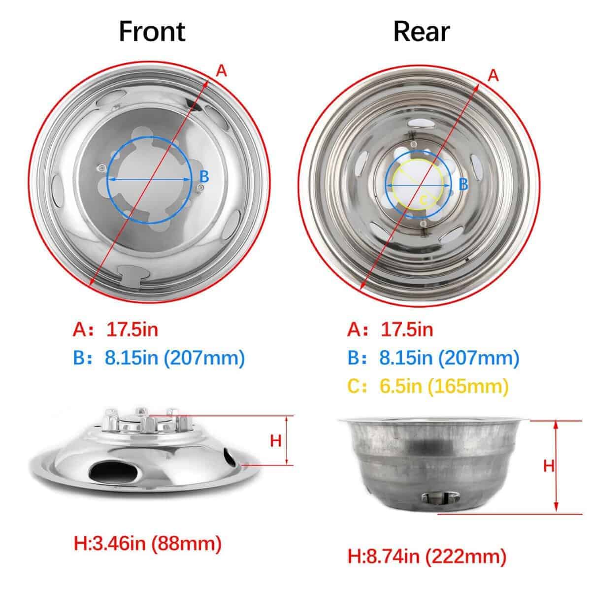 Set de 4 Simuladores de Rueda de Acero Inoxidable Pulido de - Imagen 5
