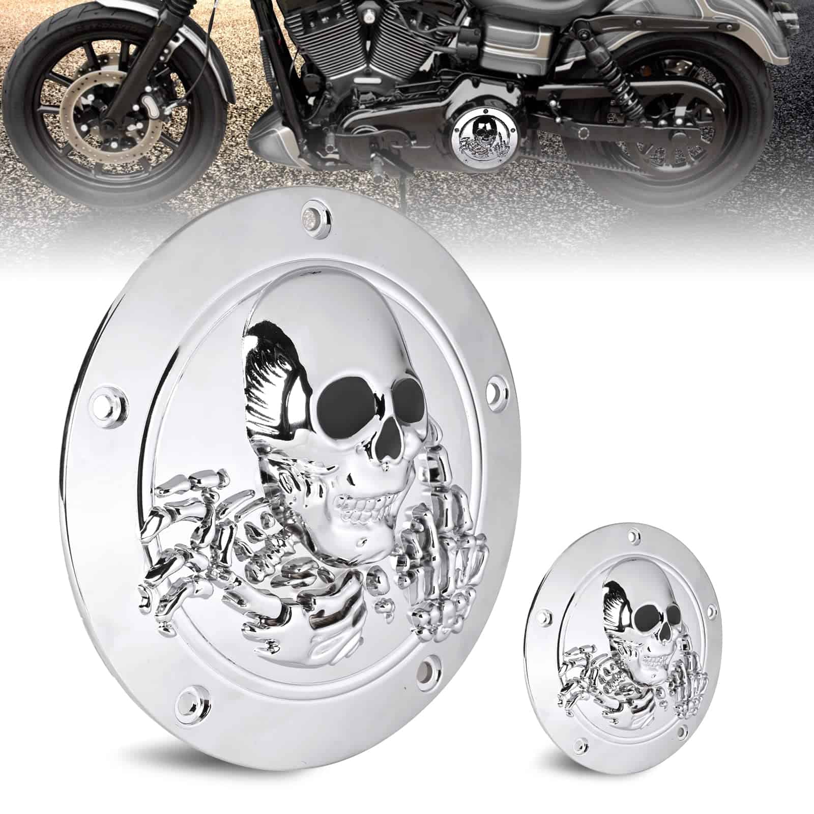Sresk 3D Skull 5 Hole Motorcycle Derby Cover Timer Engine