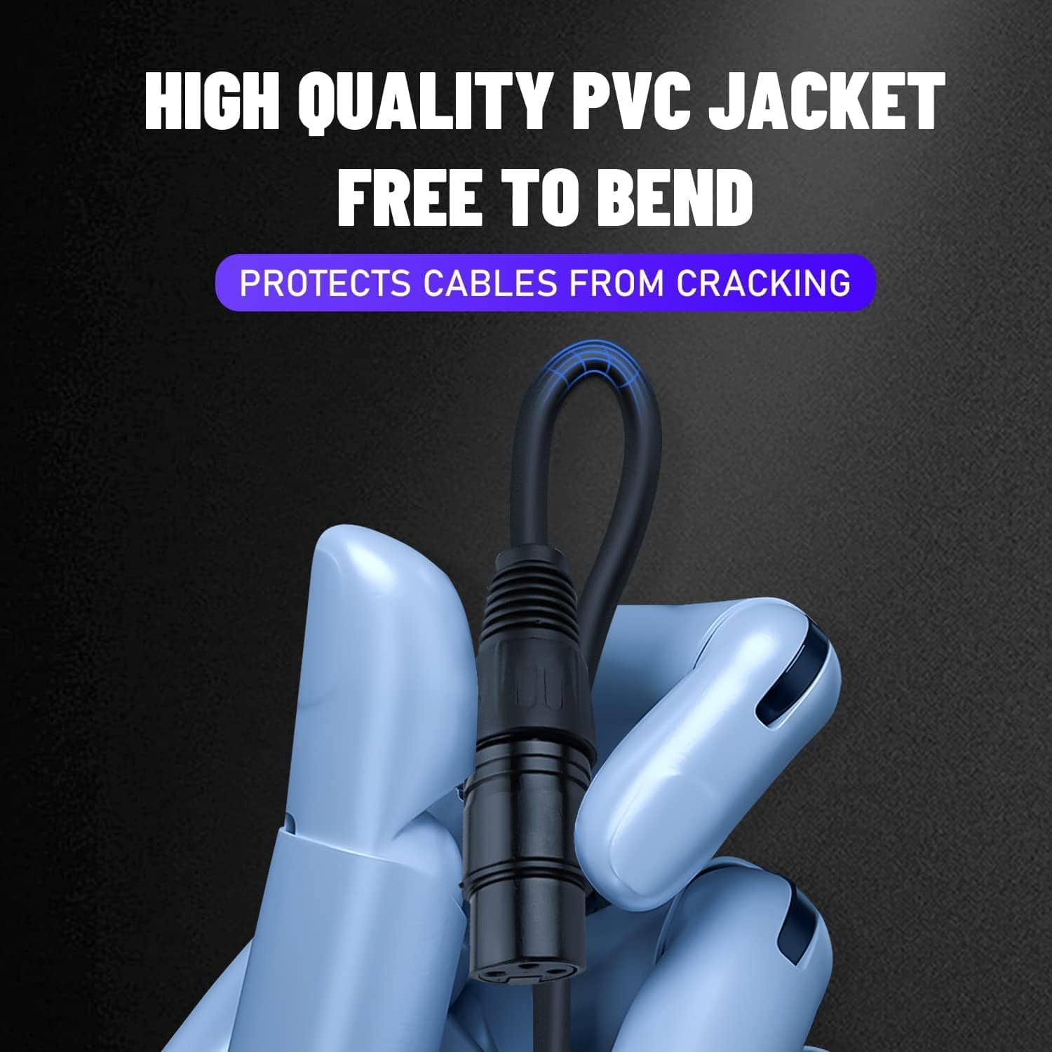 Cable DMX de 10 pies, Paquete de 4 Cables Flexibles de 3 - Imagen 3