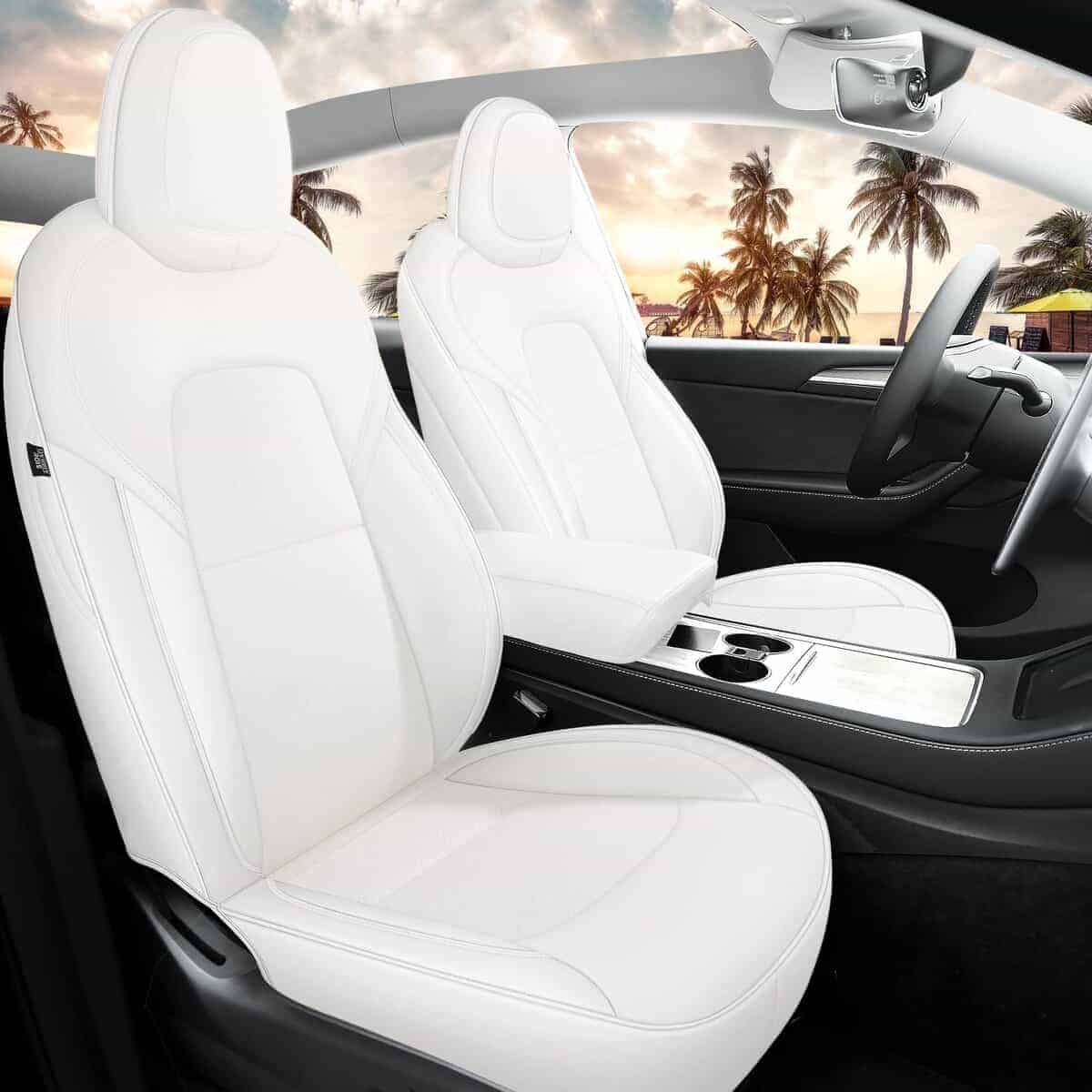 Fundas de asiento para Tesla Modelo Y Blanco 12 piezas