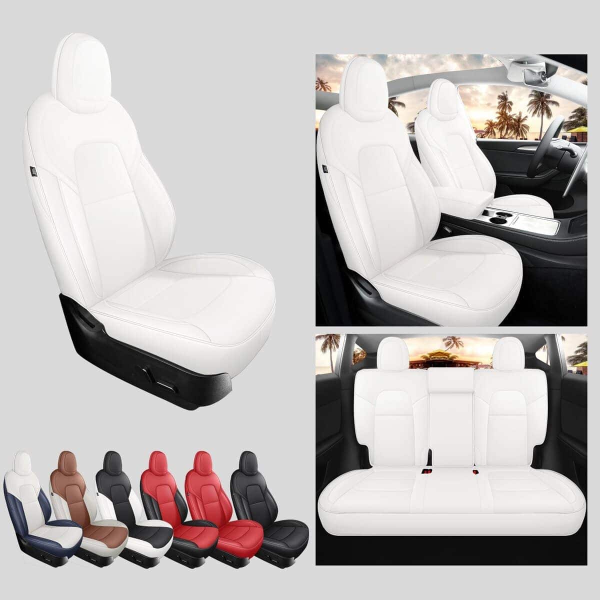 Fundas de asiento para Tesla Modelo Y Blanco 12 piezas - Imagen 7