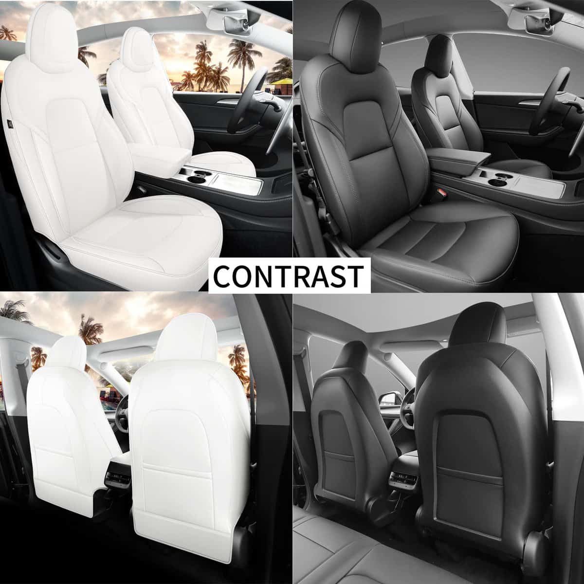 Fundas de asiento para Tesla Modelo Y Blanco 12 piezas - Imagen 3