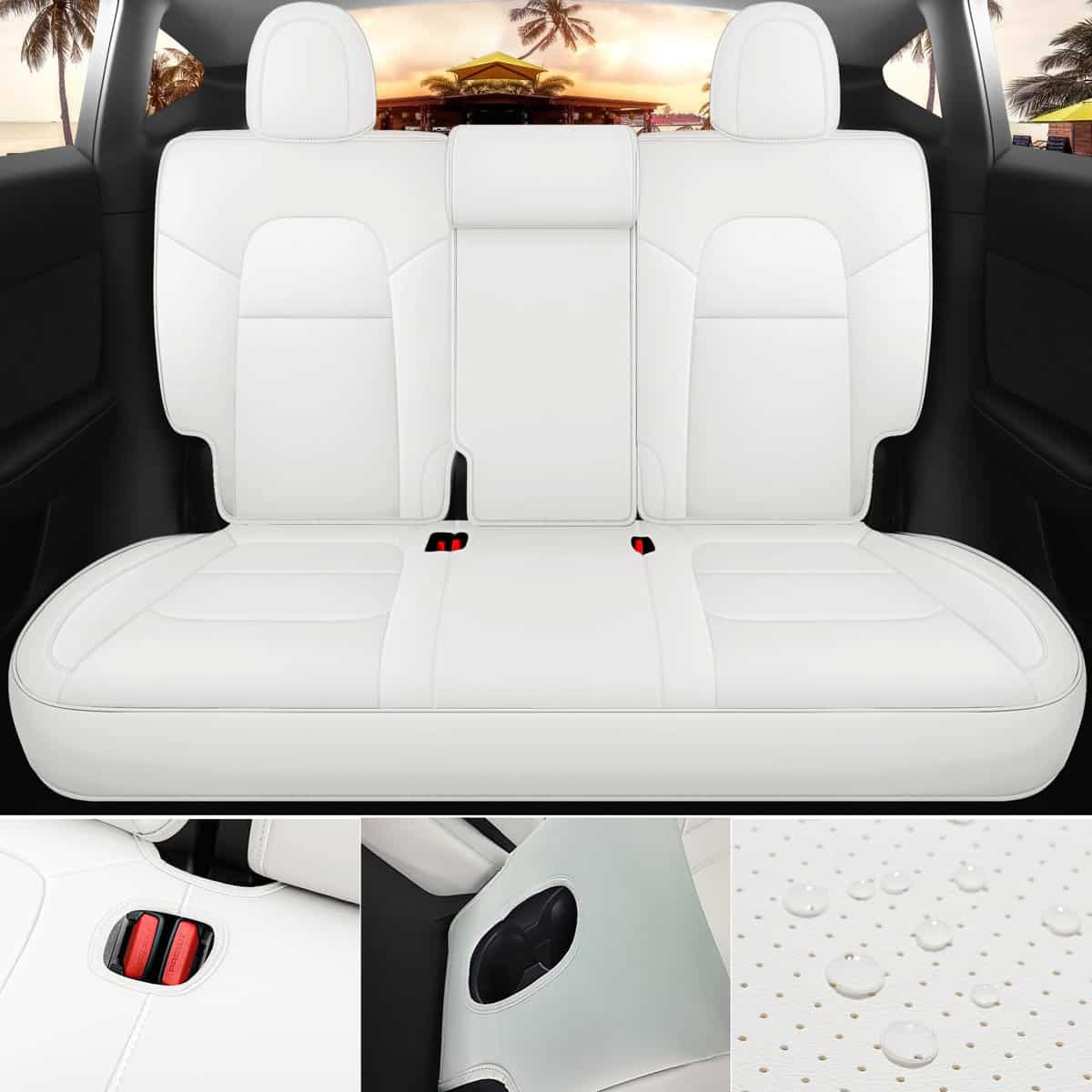 Fundas de asiento para Tesla Modelo Y Blanco 12 piezas - Imagen 5