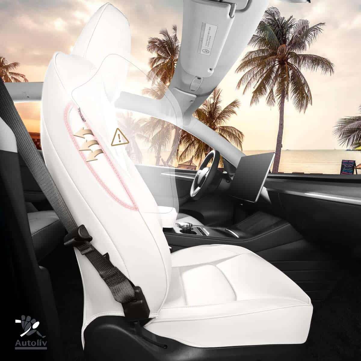 Fundas de asiento para Tesla Modelo Y Blanco 12 piezas - Imagen 4
