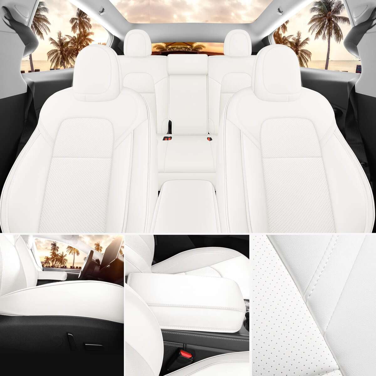Fundas de asiento para Tesla Modelo Y Blanco 12 piezas - Imagen 6