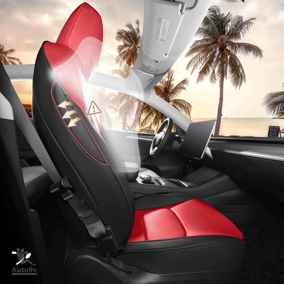 Cubre asientos para Tesla Model 3 Rojo y Negro Ajuste - Imagen 5