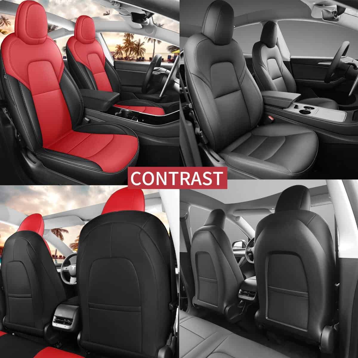 Cubre asientos para Tesla Model 3 Rojo y Negro Ajuste - Imagen 3