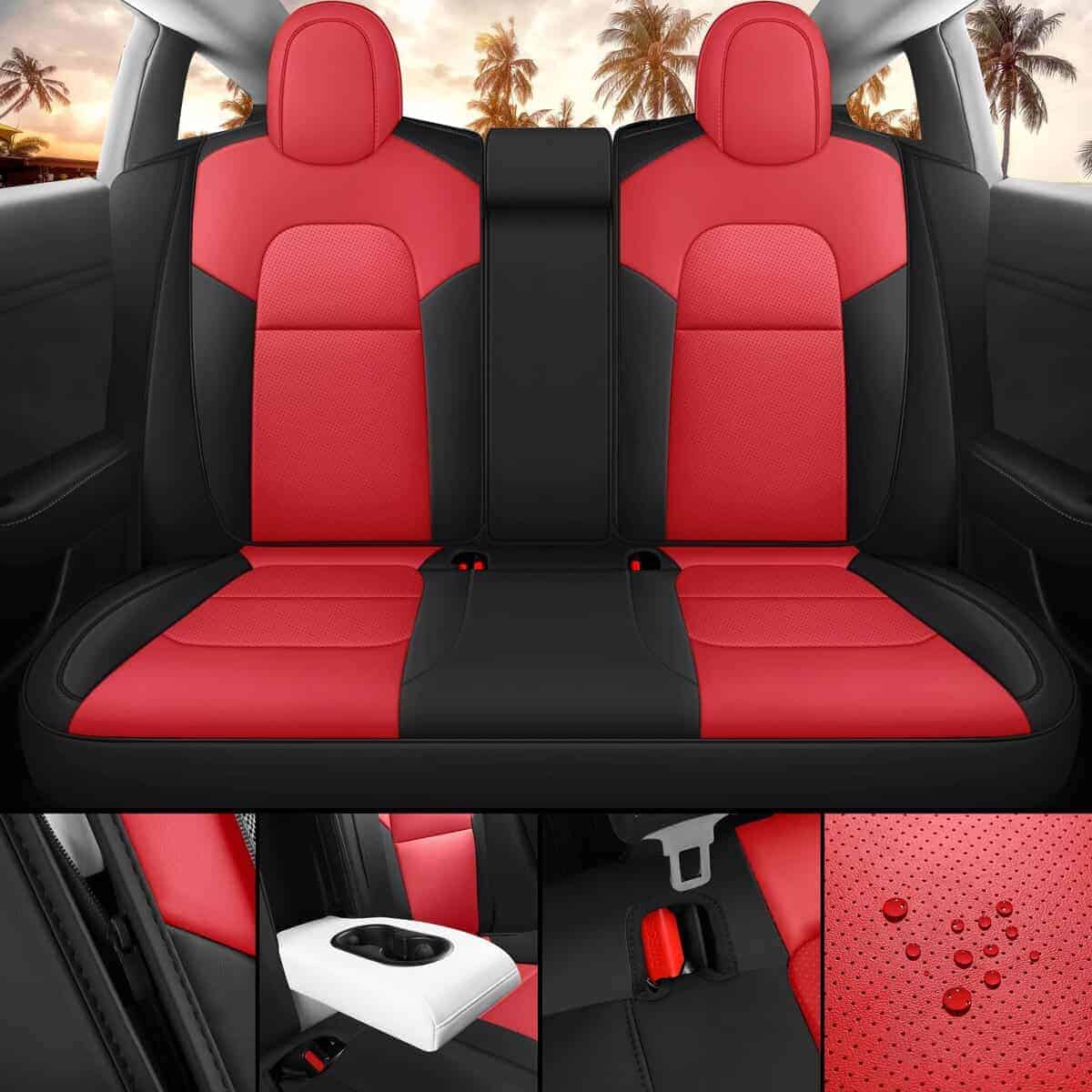 Cubre asientos para Tesla Model 3 Rojo y Negro Ajuste - Imagen 4