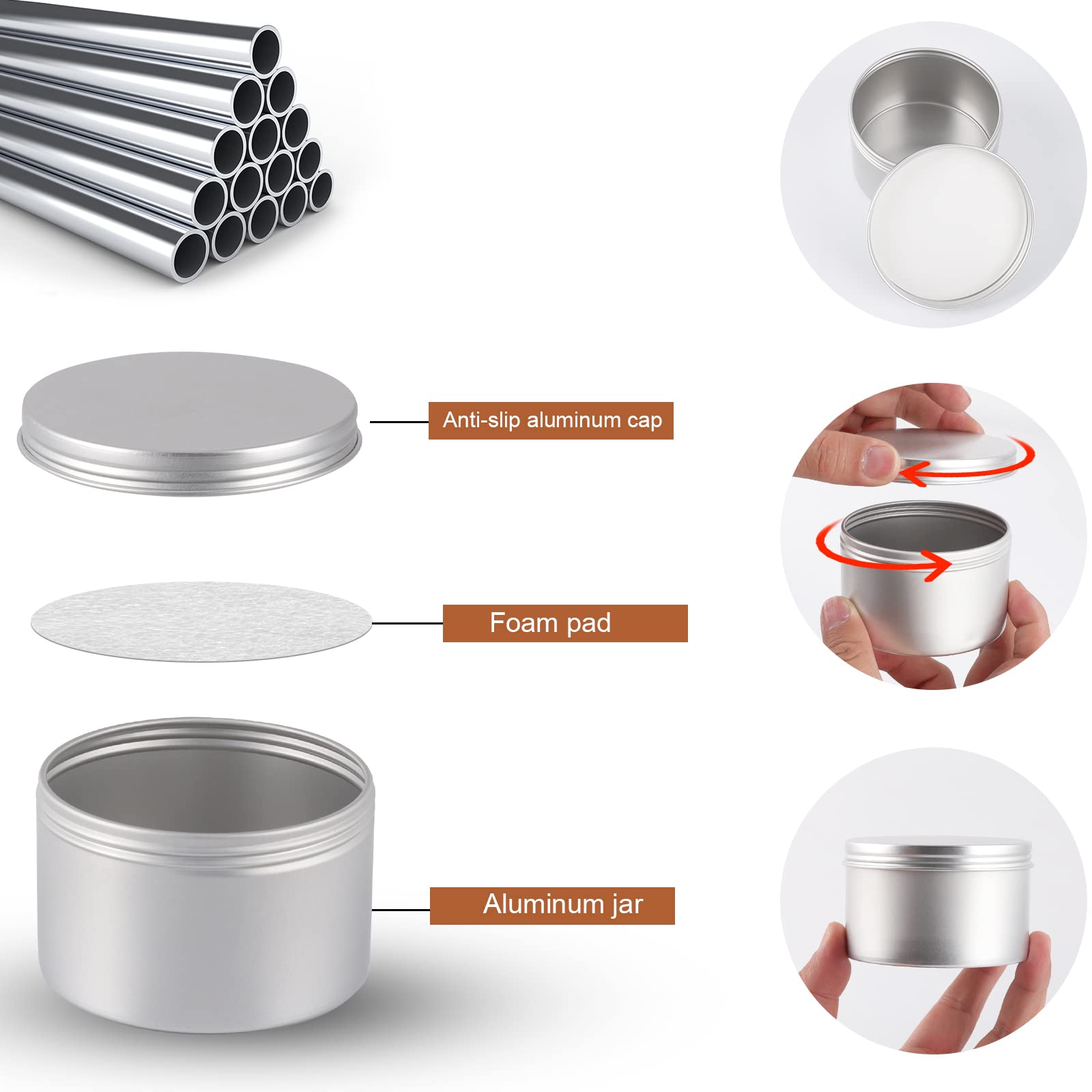 OBKJJ 42 Paquete de Latas Redondas con Tornillo de 7 Oz de - Imagen 4