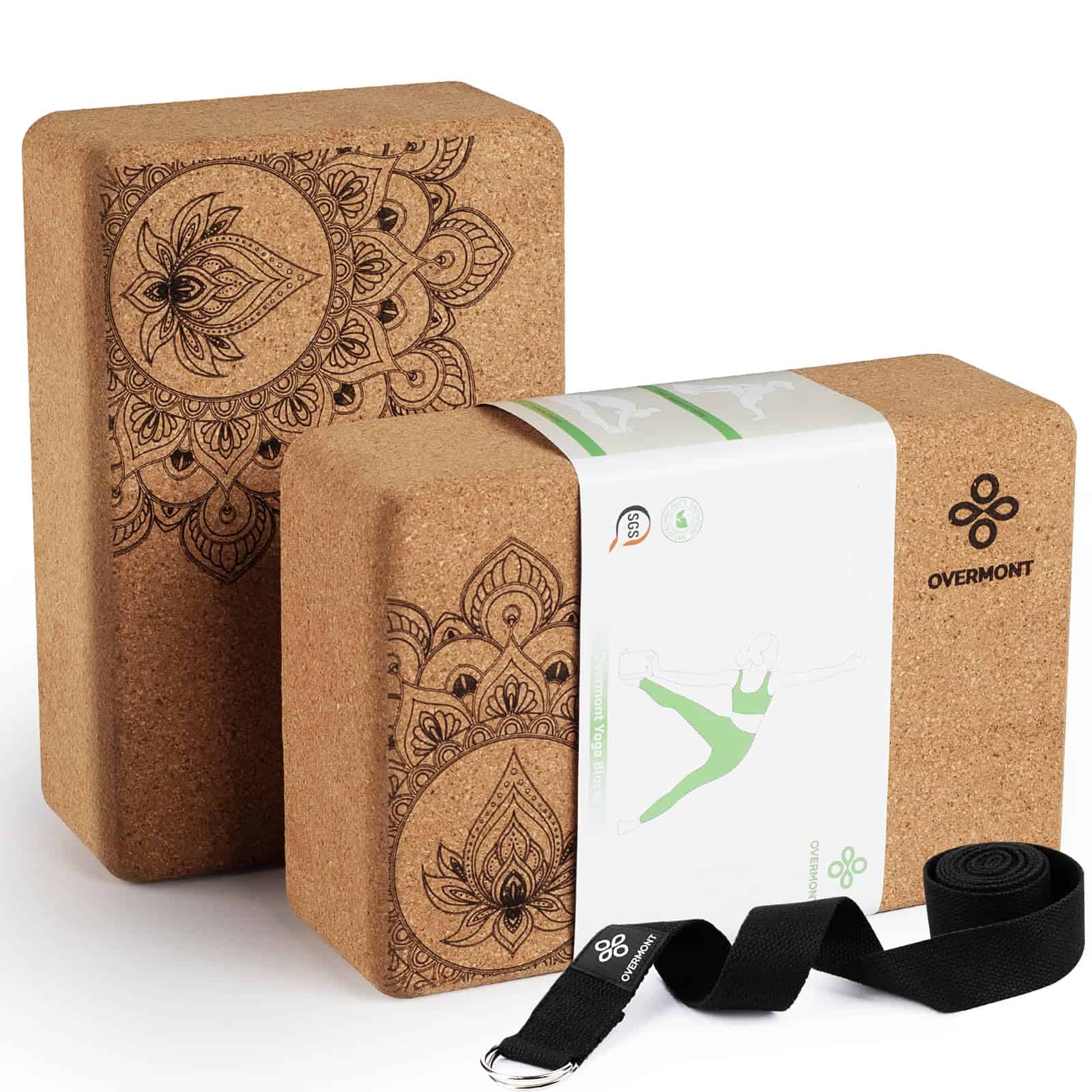 Bloque de Yoga de Corcho Overmont 2-Pack con Juego de