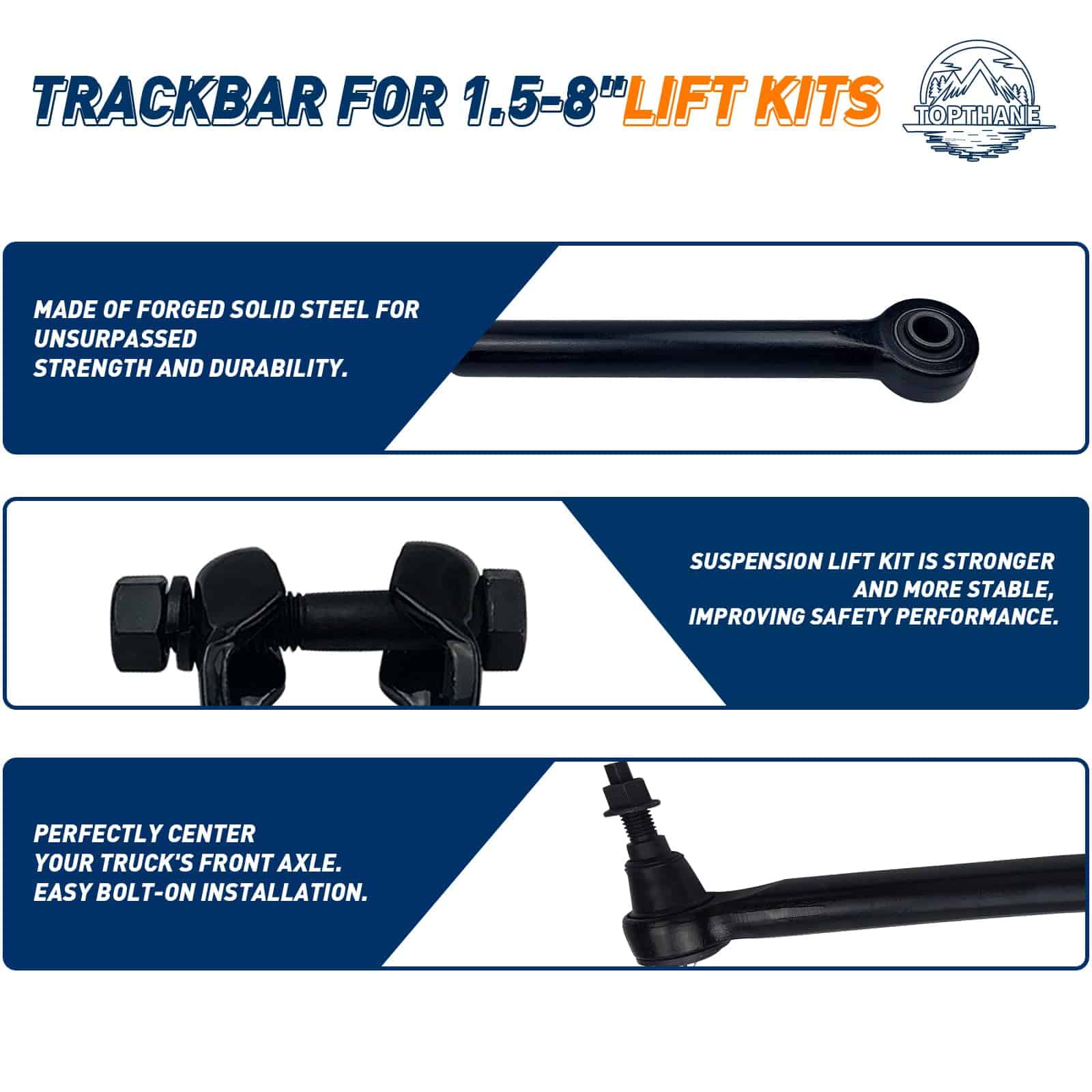 Barra de pista delantera ajustable para elevación de 1.5-8" - Imagen 5