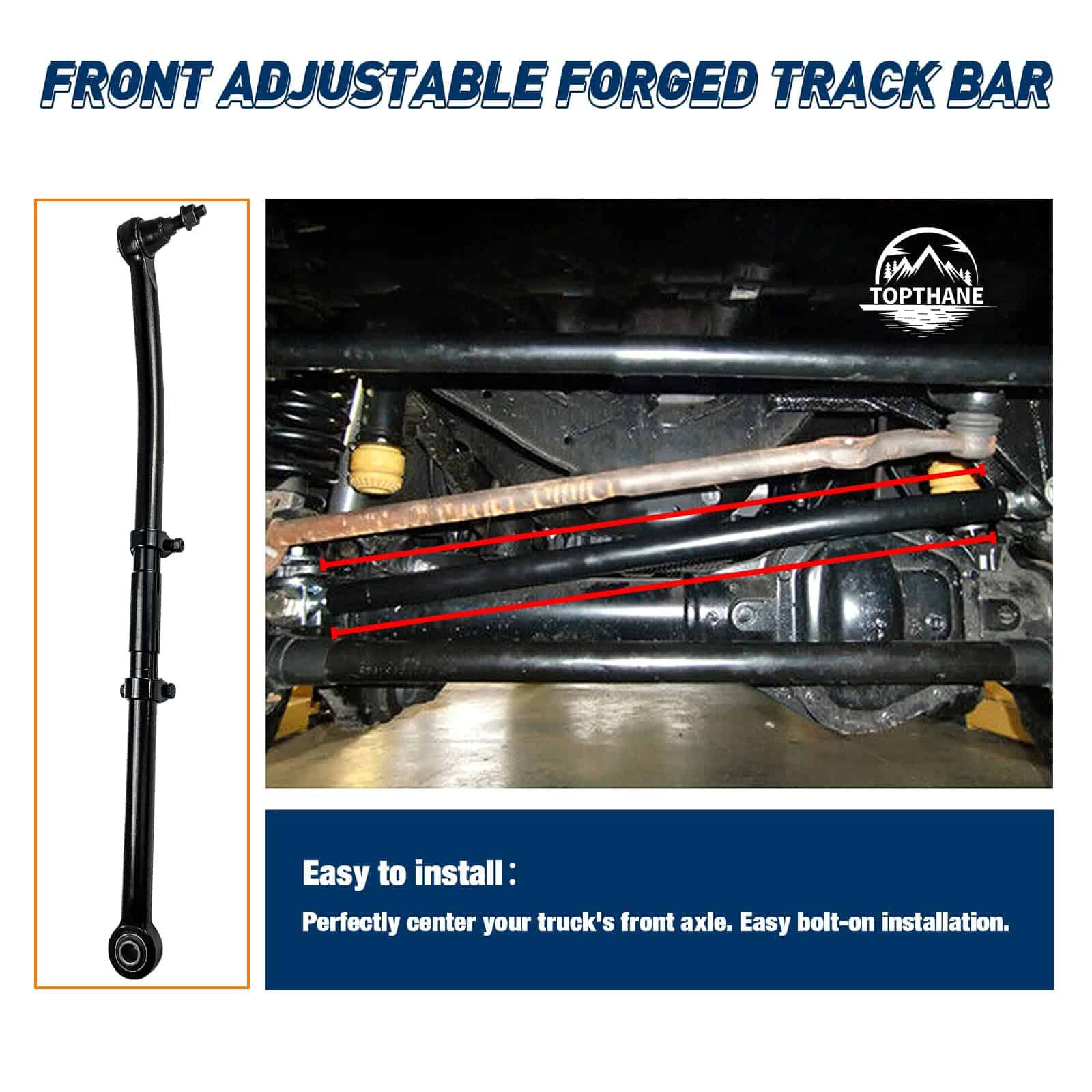 Barra de pista delantera ajustable para elevación de 1.5-8" - Imagen 6