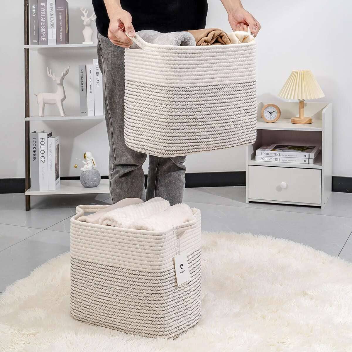 Canasta Tejida Mediana y Grande con Asa, Utilizada para - Imagen 3