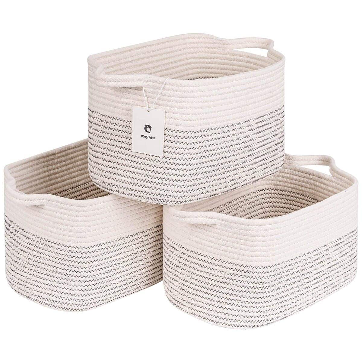 Cesta tejida mediana y grande con asa, utilizada para - Imagen 4