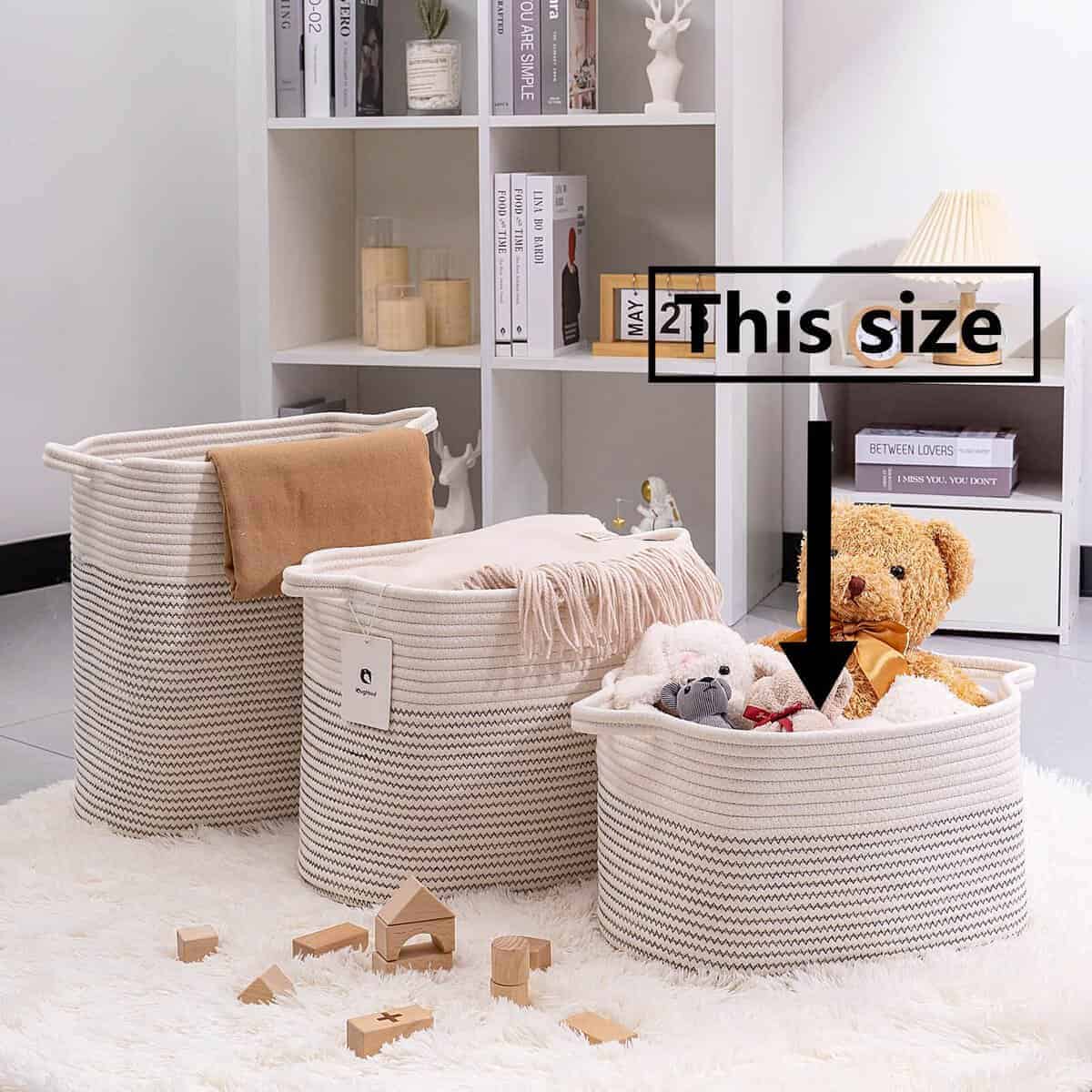 Cesta tejida mediana y grande con asa, utilizada para - Imagen 10