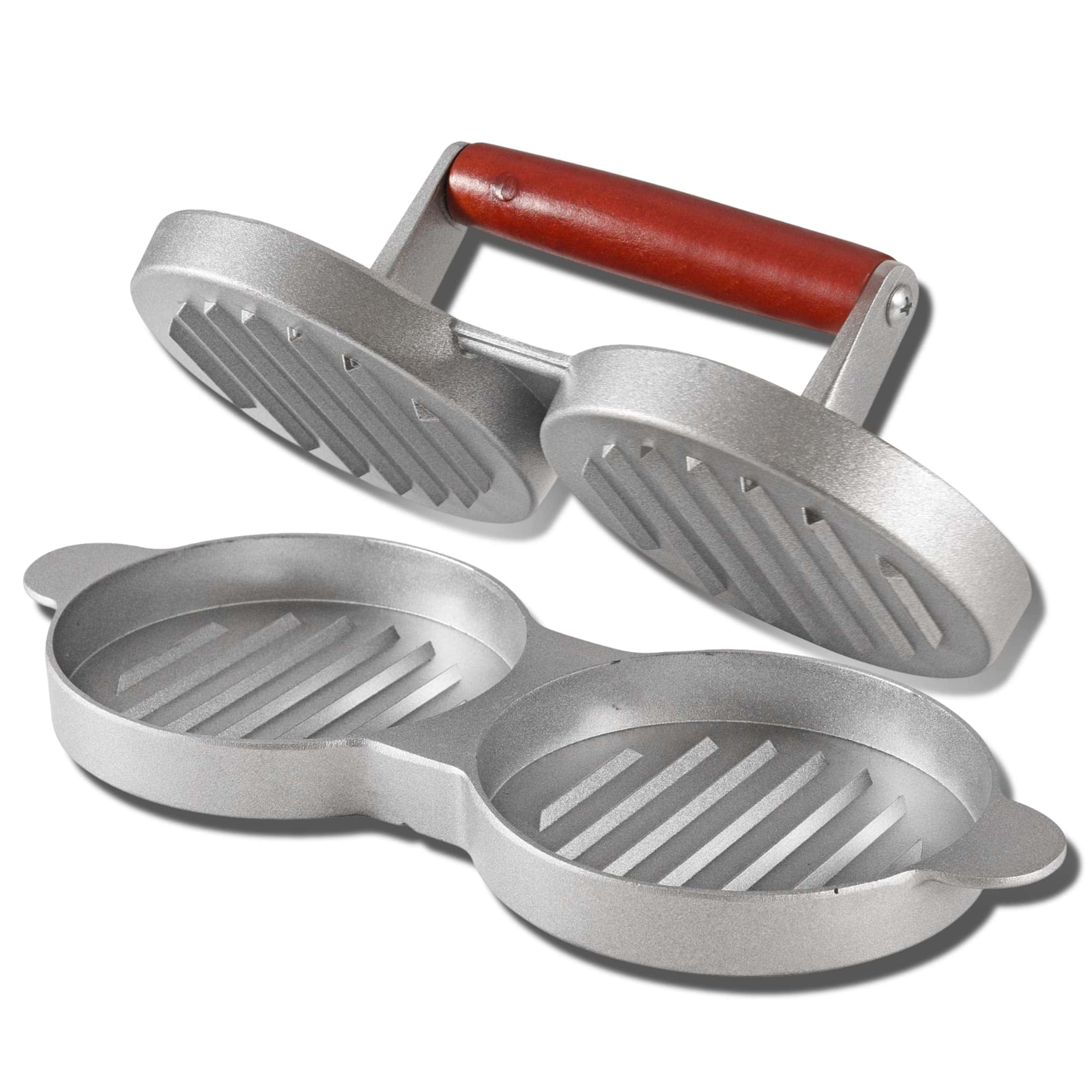 Prensa de hamburguesas Alpine Cuisine con mango de madera,