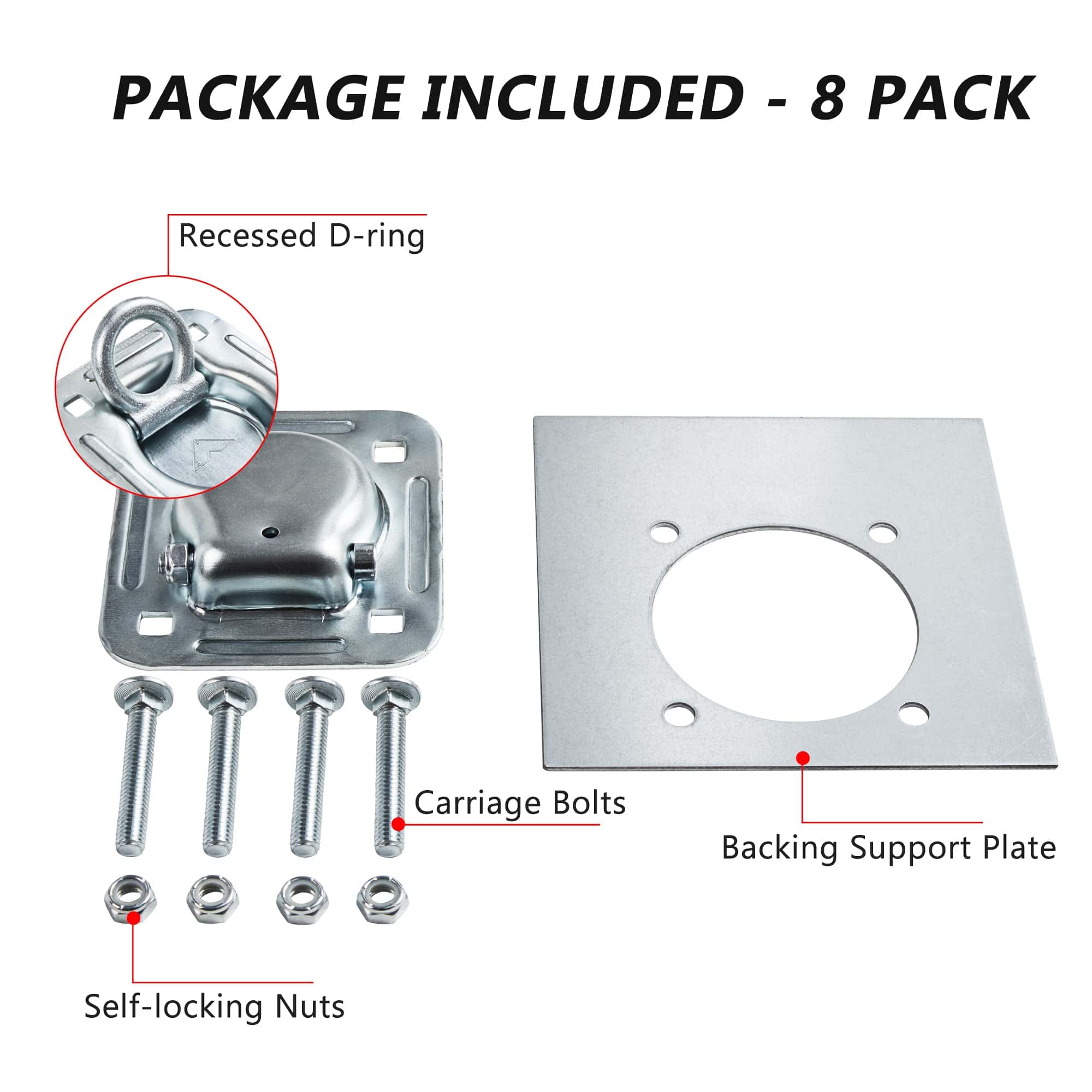 Lonffery 8 Pack Anclajes de Amarre Empotrados en Forma de D - Imagen 3