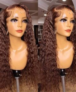 Pelucas de encaje rizado marrón AimeileMiss con cabello de