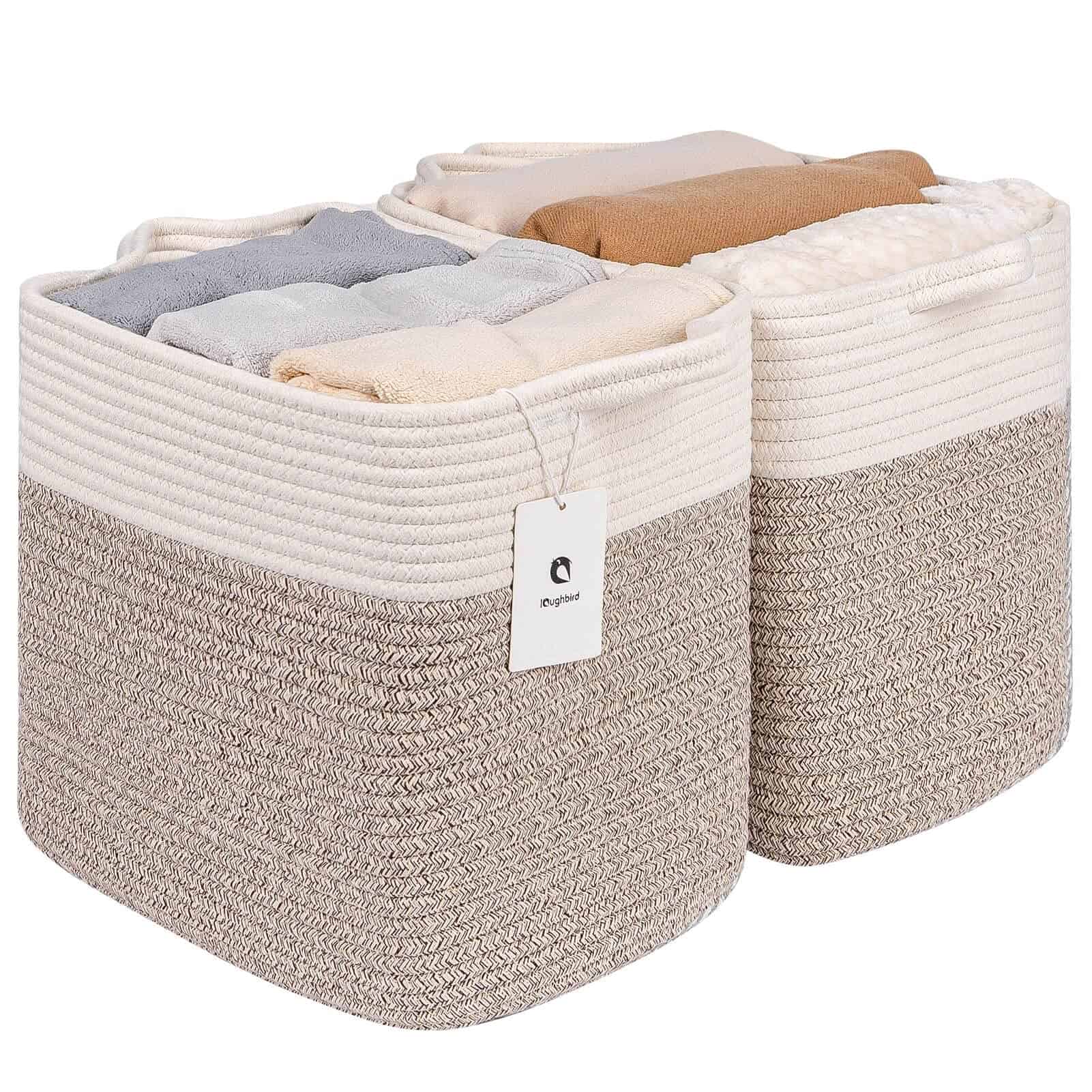 Cesto Tejido Mediano y Grande con Asa para Juguetes y