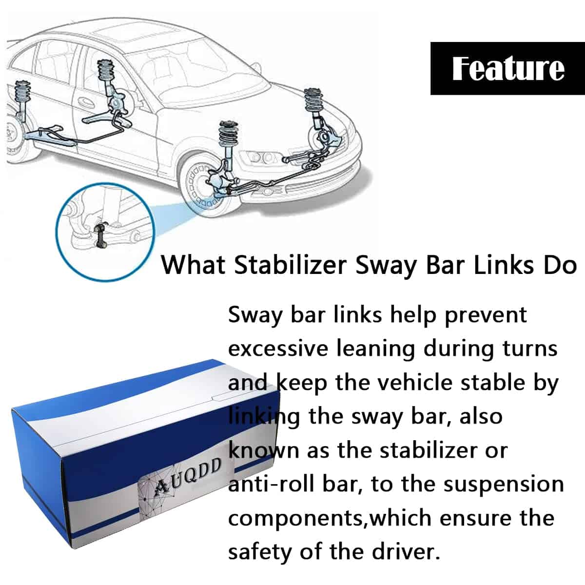 AUQDD 4Pcs (K3197 x2 K80244 x2) Enlace estabilizador de - Imagen 6
