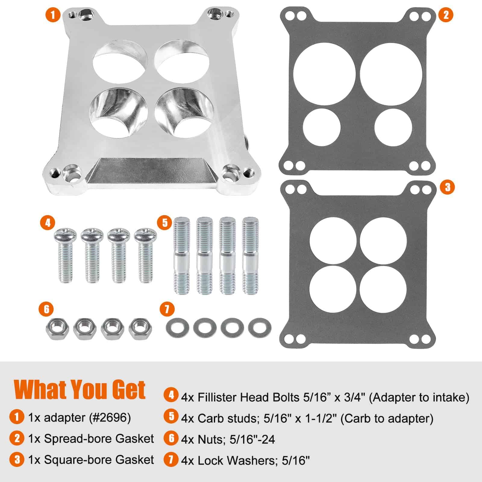 Adaptador de carburador Edelbrock 2696, Placa de espaciador - Imagen 8