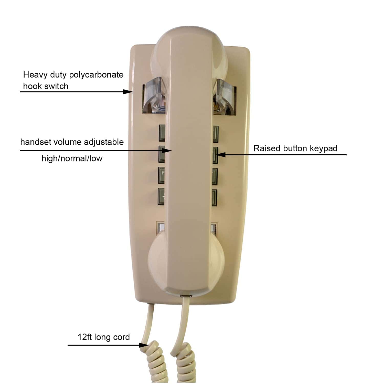 Teléfono de Pared Vintage, Teléfono Fijo Antiguo para el - Imagen 5