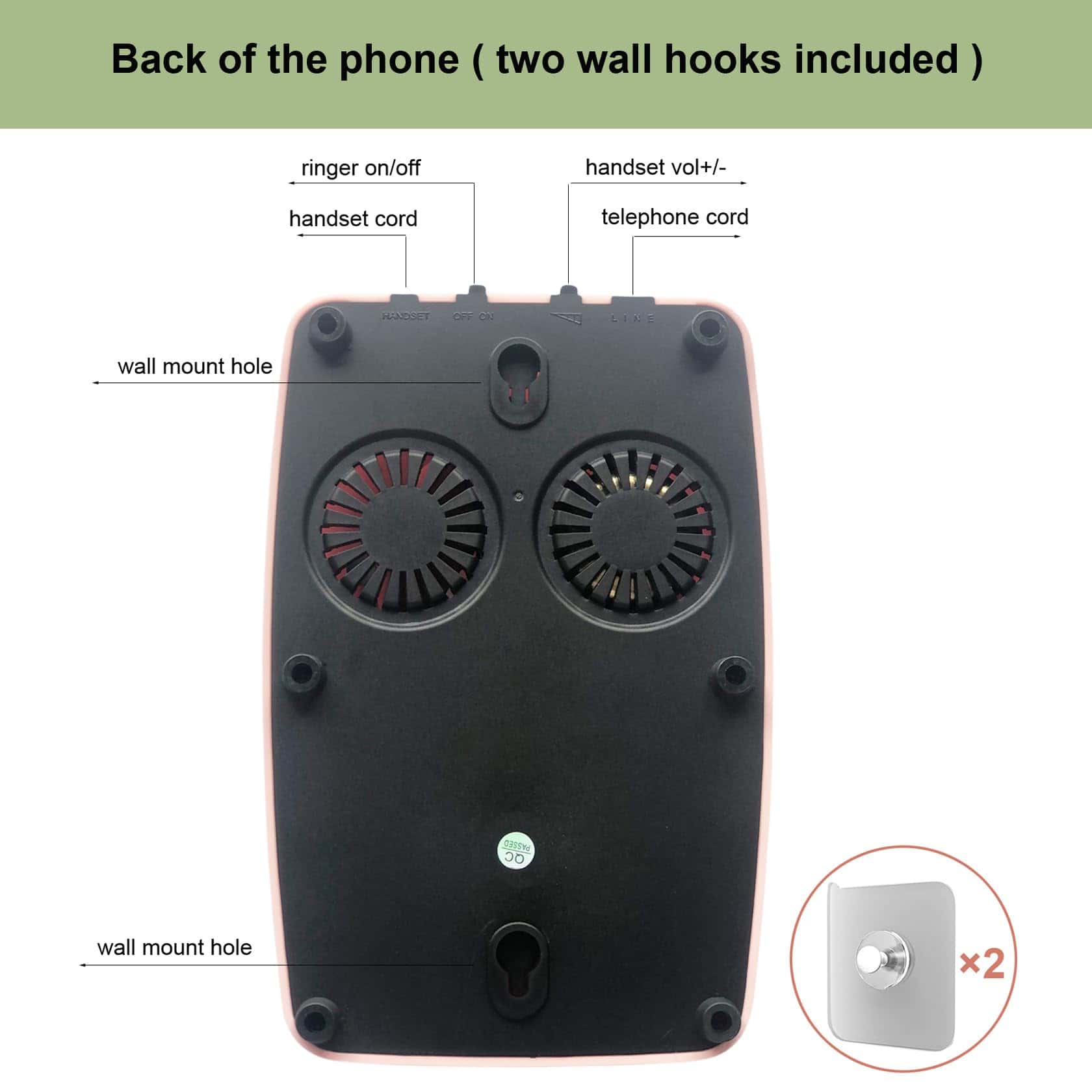 Teléfono de Pared, Teléfono de línea fija para el hogar, - Imagen 6
