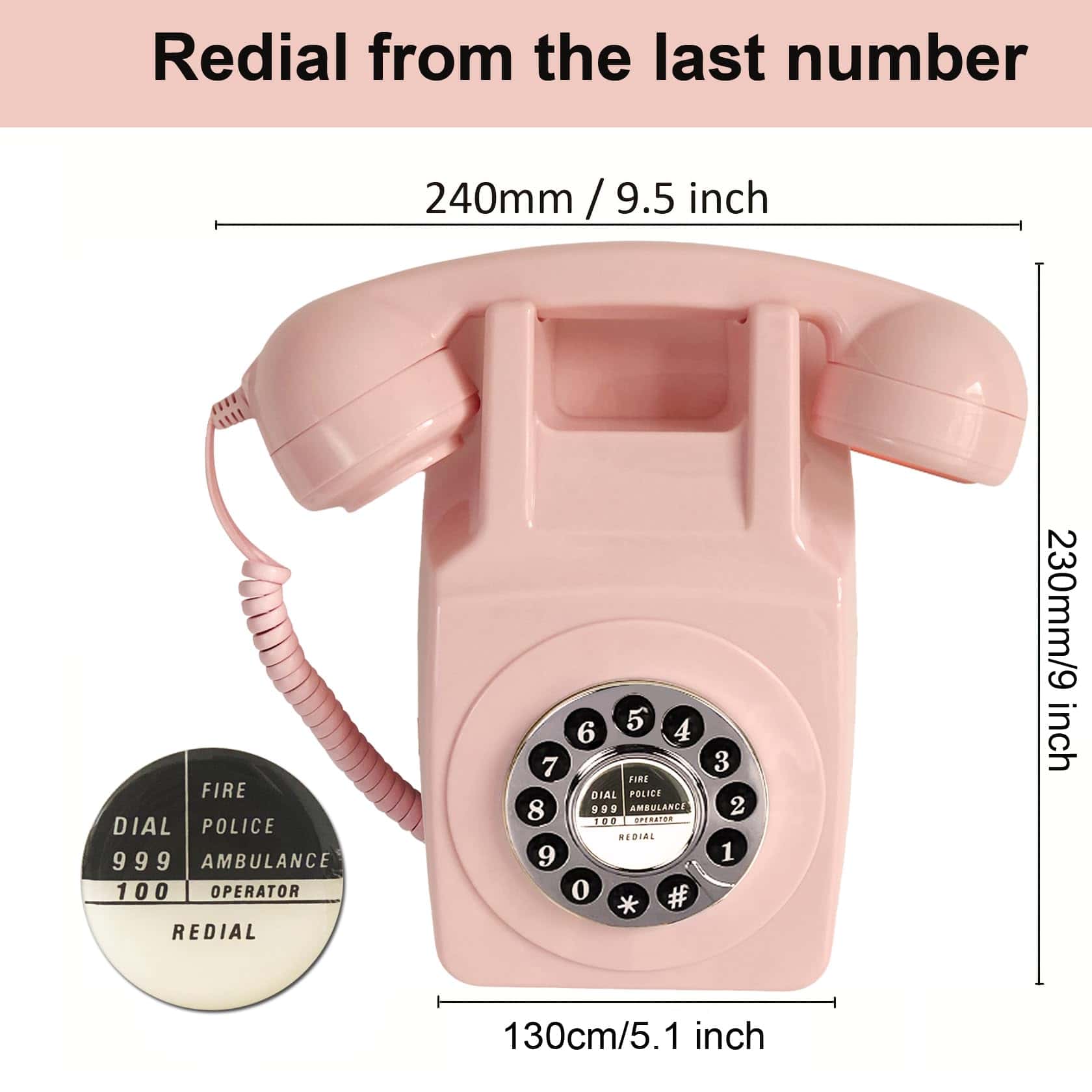 Teléfono Vintage de Pared, Teléfono Fijo Para el Hogar, - Imagen 5