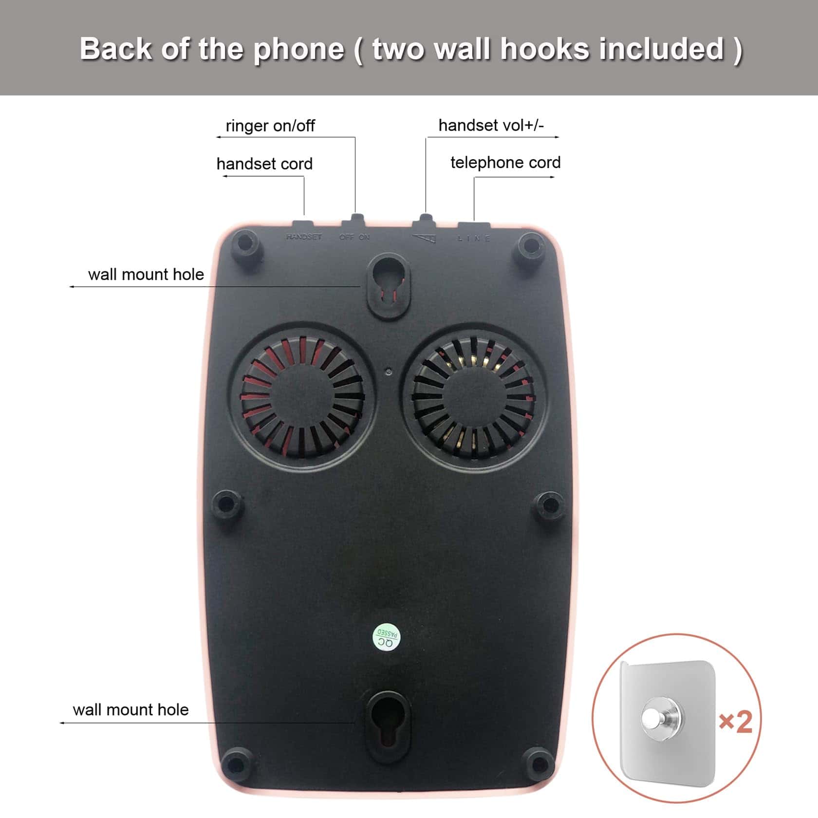 Teléfono de Pared, Teléfono Fijo para el -Negro - Imagen 7