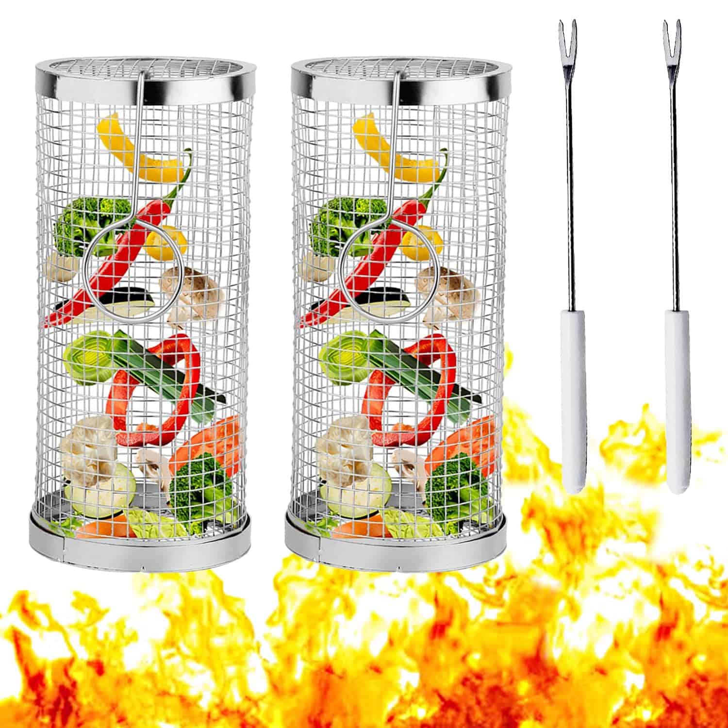 Yunsuelo BBQ Net Tube - Canasta de Parrilla Giratoria, la