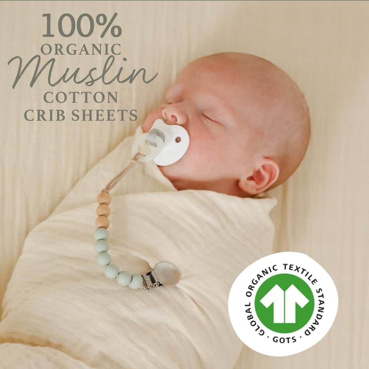 Sábana Ajustable de Cuna de Muselina de Algodón Orgánico - Imagen 3