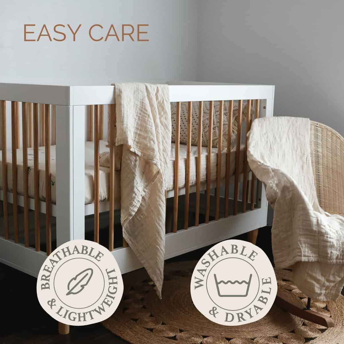 Sábana Ajustable de Cuna de Muselina de Algodón Orgánico - Imagen 7